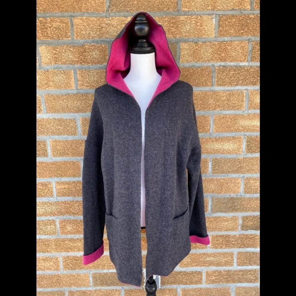 Chiaramente Open Front Hooded Cardigan Large